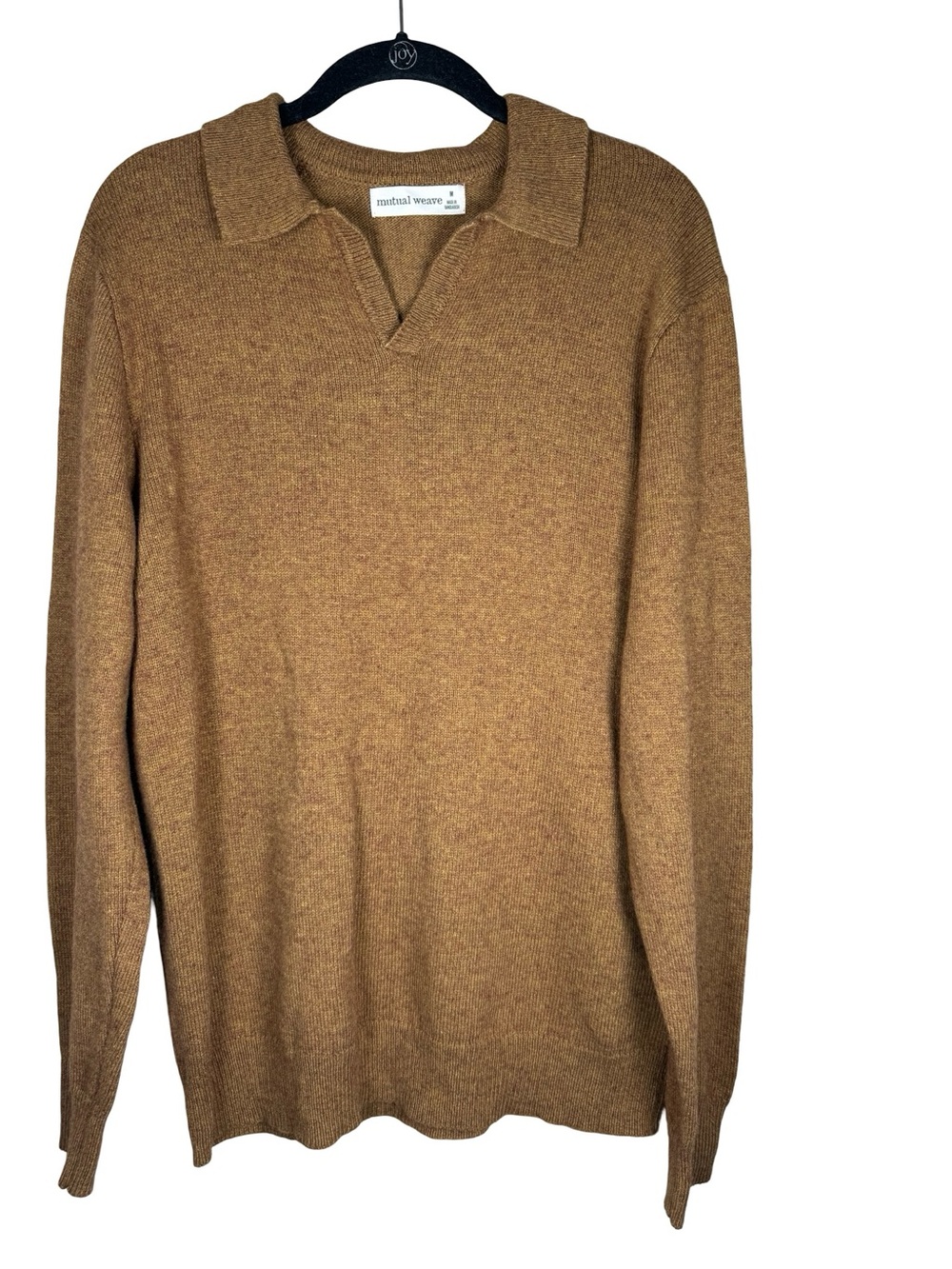 Mutual Weave Wool‎ Cotton Blend Sweater Polo Heathered Brown Size Men's M NWT